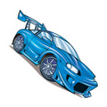 Blue Race Car Temporary Tattoo